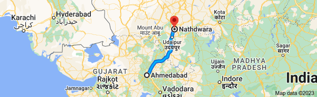 ahmedabad to nathdwara distace