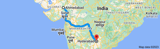 ahmedabad to hyderabad distace