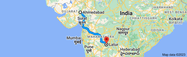 ahmedabad to latur distace