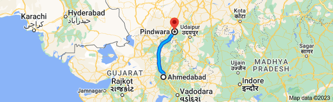 ahmedabad to pindwara distace