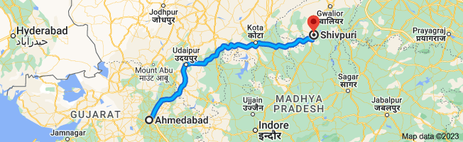 ahmedabad to shivpuri distace