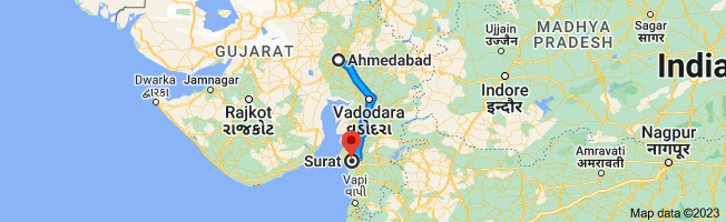 ahmedabad to surat distace