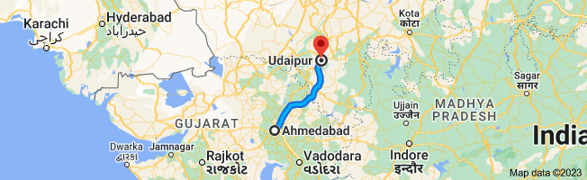 ahmedabad to udaipur distace